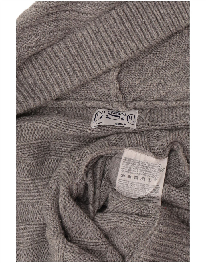 Levi's Damen Longline Open Cardigan Pullover UK 14 Mittelgraue Baumwolle