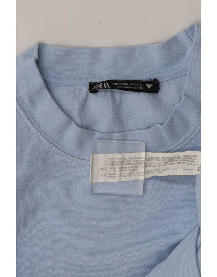 Zara Damen Sweatshirt Pullover UK 10 Small Blau Polyester