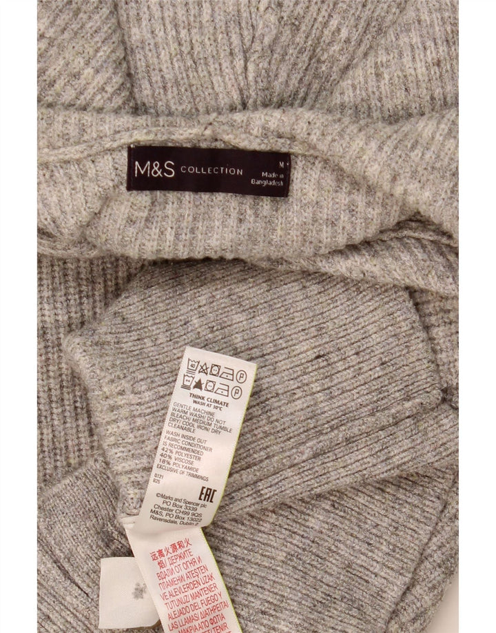 Marks & SPENCER Damen-Cardigan mit Kapuze, UK 14, Mittelgrau, Polyester