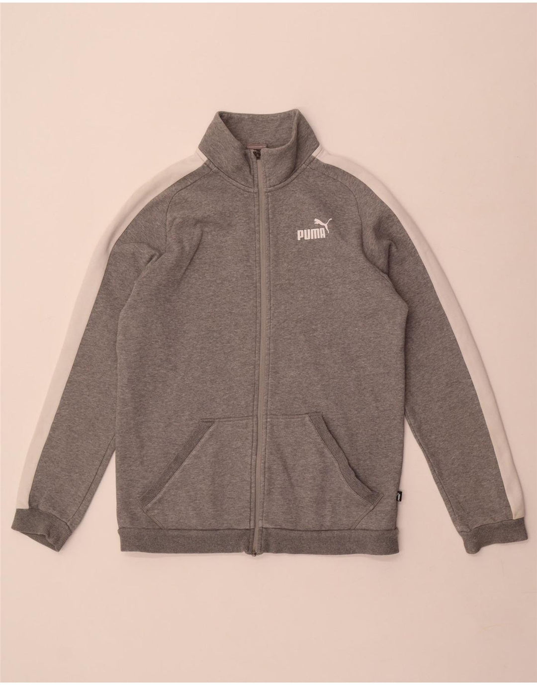 Puma Herren-Trainingsanzug-Oberteil, Jacke, Größe S, Grau, Colourblock-Baumwolle