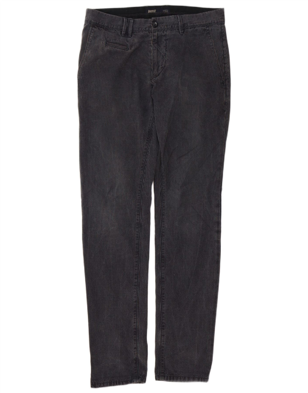 Rifle Herren Slim Chinohose W32 L33 Marineblau kariert