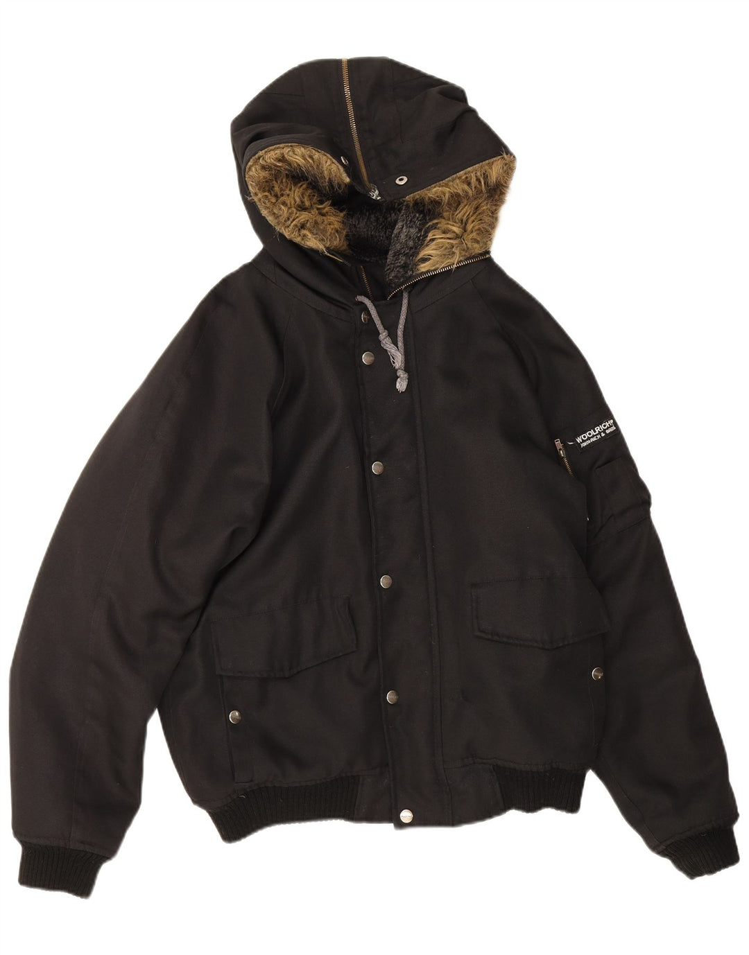 Woolrich Herren-Bomberjacke mit Kapuze, IT 46, kleines schwarzes Nylon