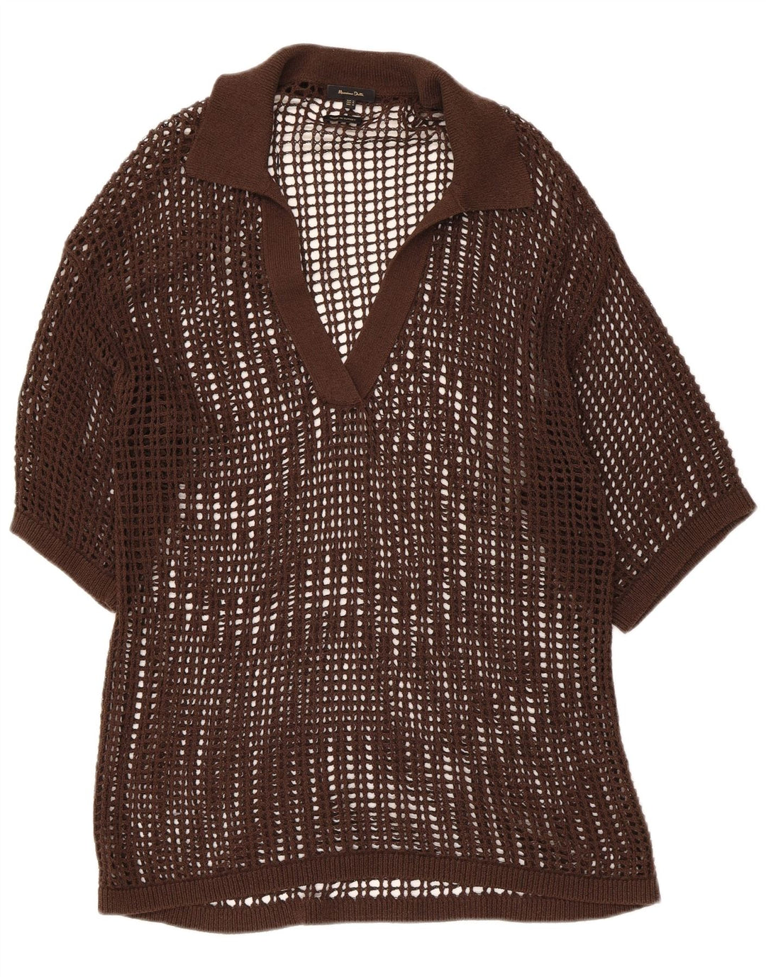 Massimo Dutti Damen Durchsichtiges Häkelblusenoberteil UK 14 Mittelbraun