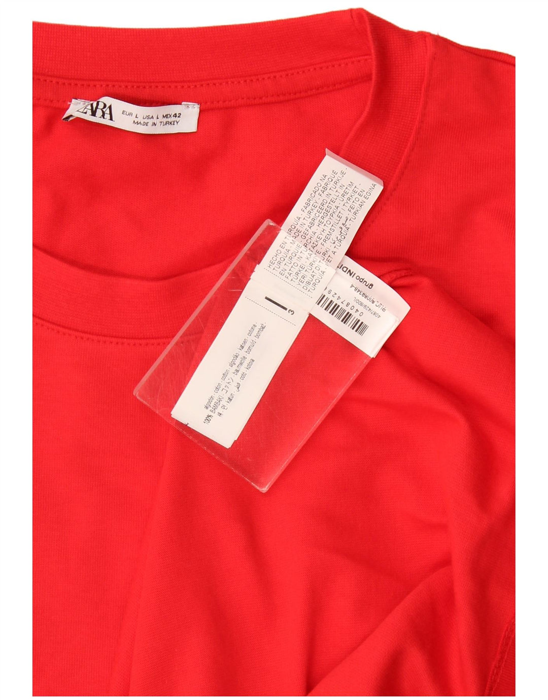 Zara Herren T-Shirt Top Große rote Baumwolle