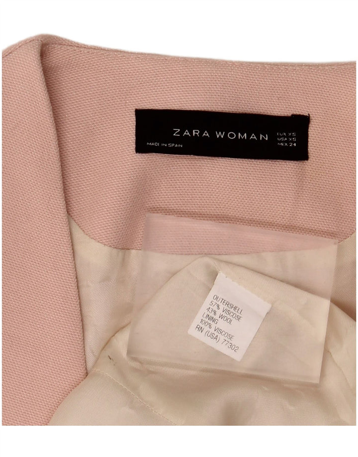 Zara Womens Open Blazer Jacke UK 6 XS Rosa Viskose
