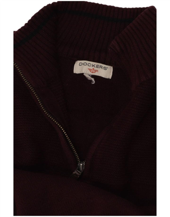 DOCKERS Herren-Pullover mit Reißverschluss am Hals, Größe L, Burgunderrot
