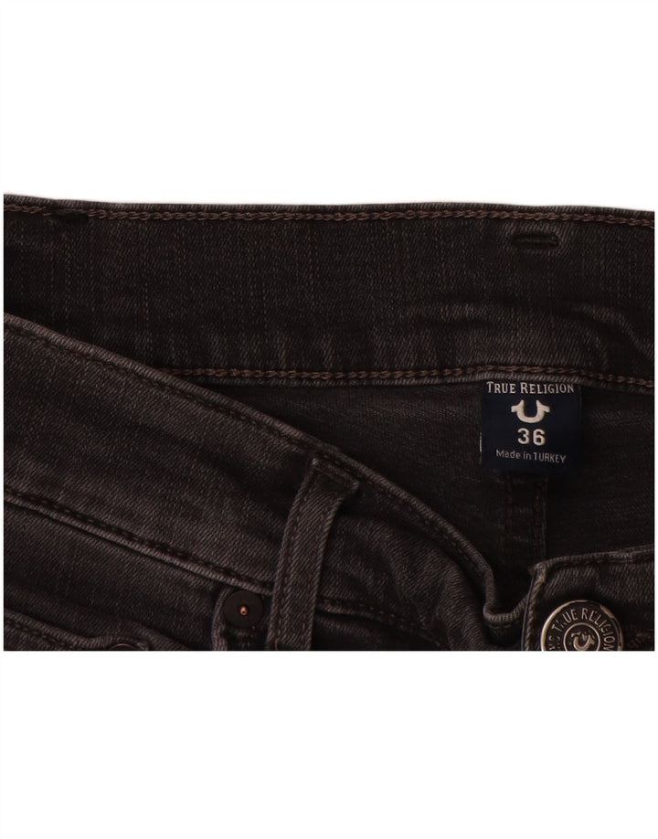 True Religion Herren Distressed Slim Jeans W36 L34 Graue Baumwolle