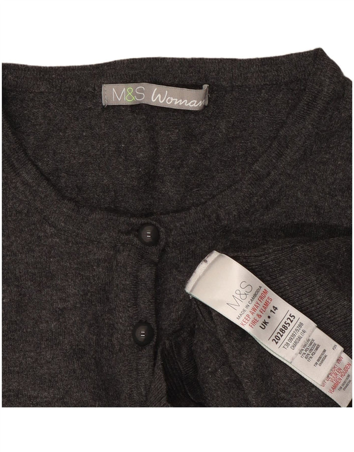 Marks & Spencer Damen Crop Cardigan Pullover UK 14 Mittelgraue Viskose