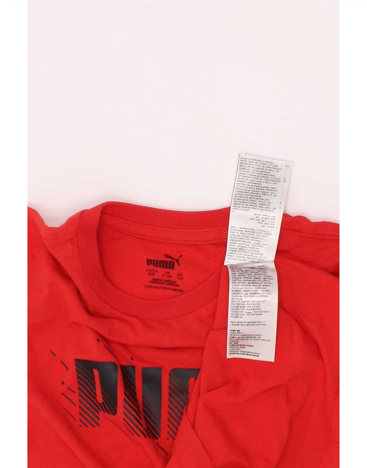 Puma Jungen T-Shirt mit Grafik, 9–10 Jahre, rote Baumwolle