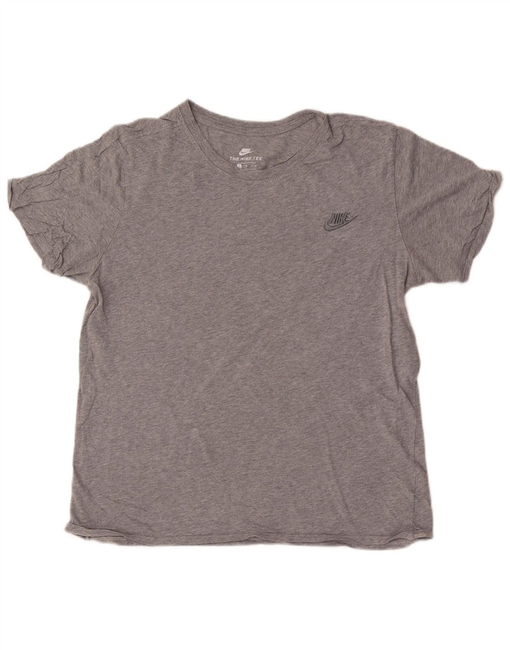 Nike Herren Athletic Cut T-Shirt-Oberteil aus mittelgrau gefleckter Baumwolle