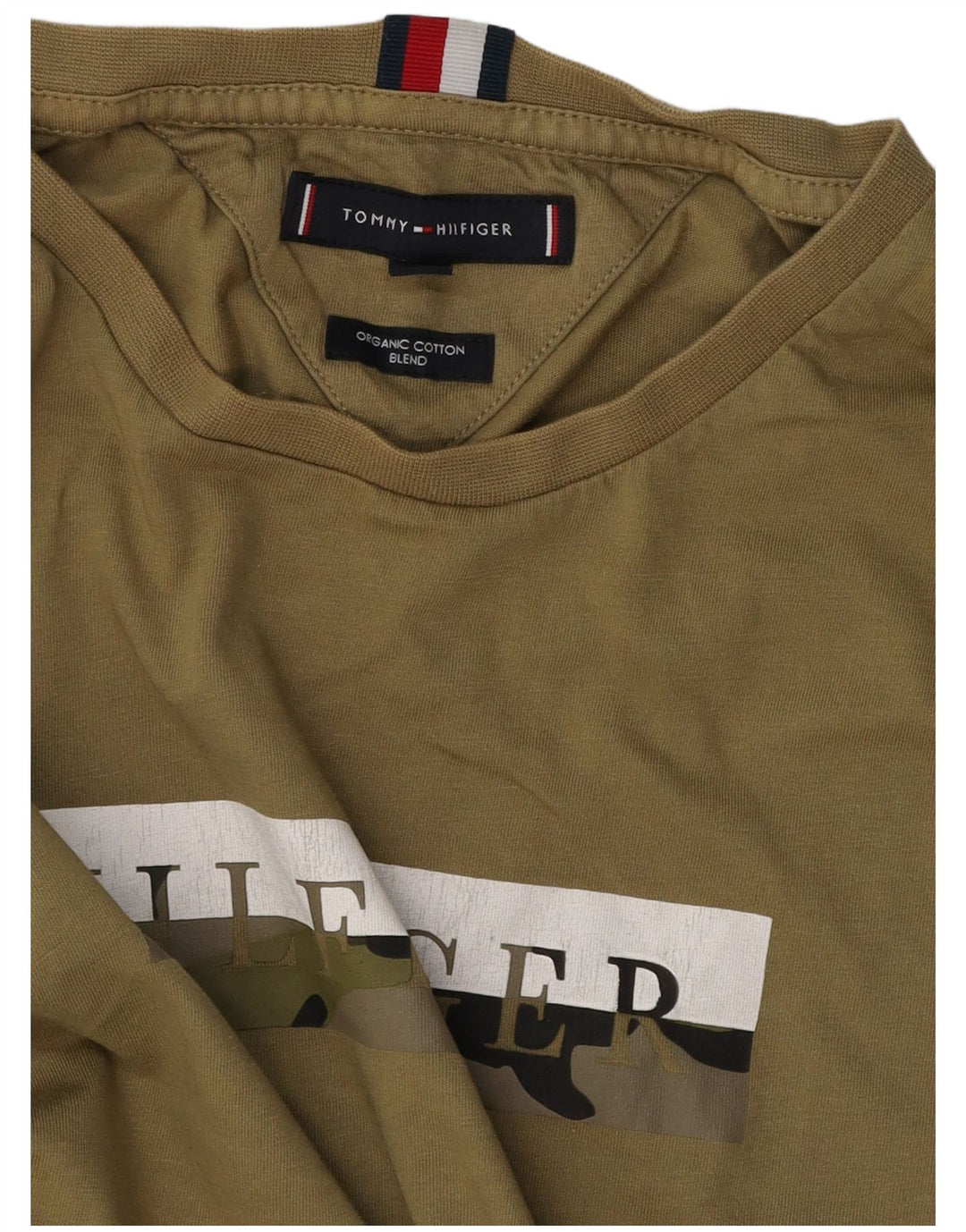 TOMMY HILFIGER Herren Grafik T-Shirt Top Medium Khaki Baumwolle