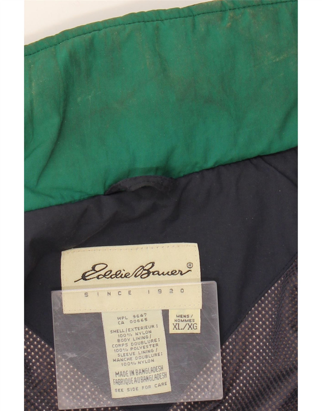 EDDIE BAUER Mens Rain Jacket UK 42 XL Navy Blue Colourblock Nylon Vintage Eddie Bauer and Second-Hand Eddie Bauer from Messina Hembry 
