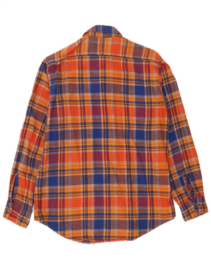 BENETTON Mens Flannel Shirt Medium Orange Check Cotton