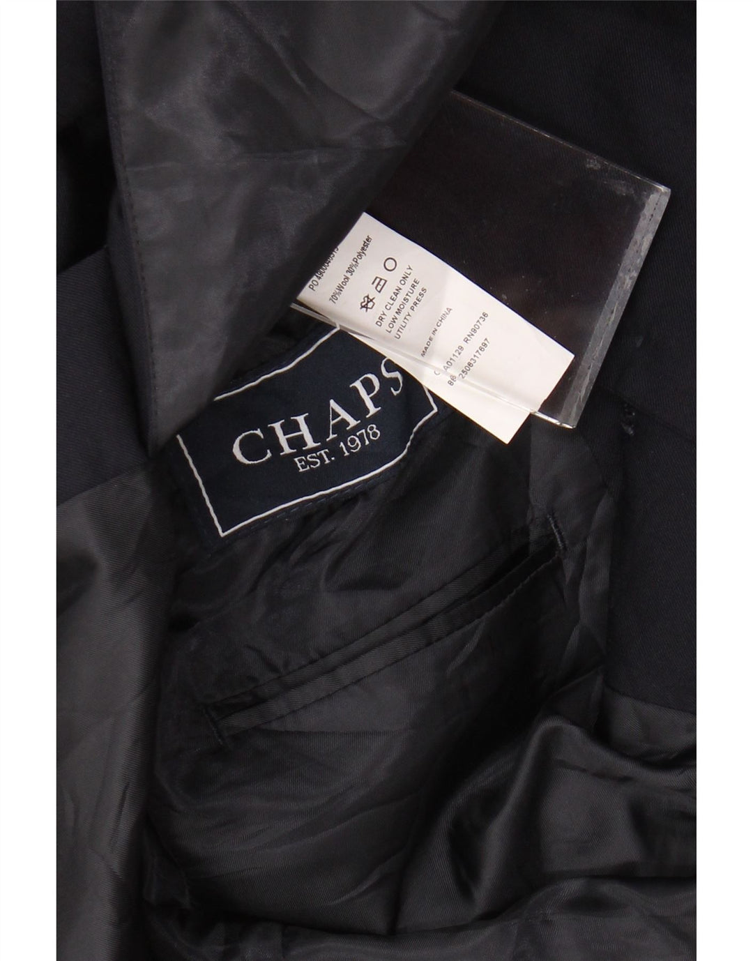 Chaps Herren Longline 2-Knopf-Blazerjacke UK 38 Mittelmarineblaue Wolle