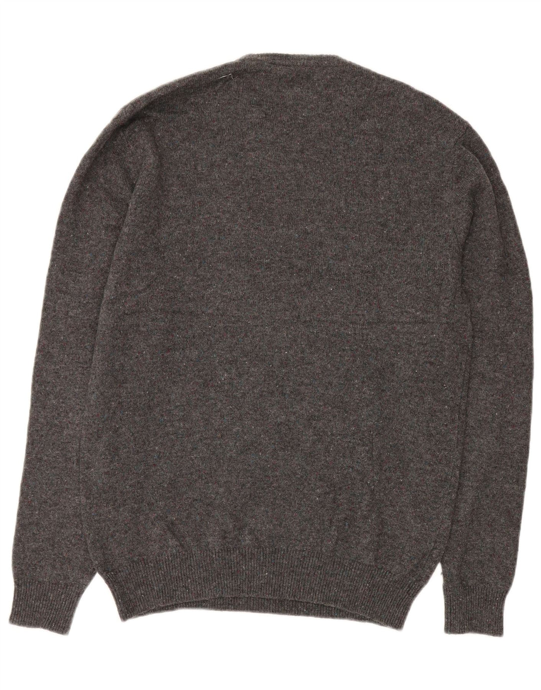 JACK WILLS Herren-Pullover mit Rundhalsausschnitt, groß, grau gefleckte Merinowolle