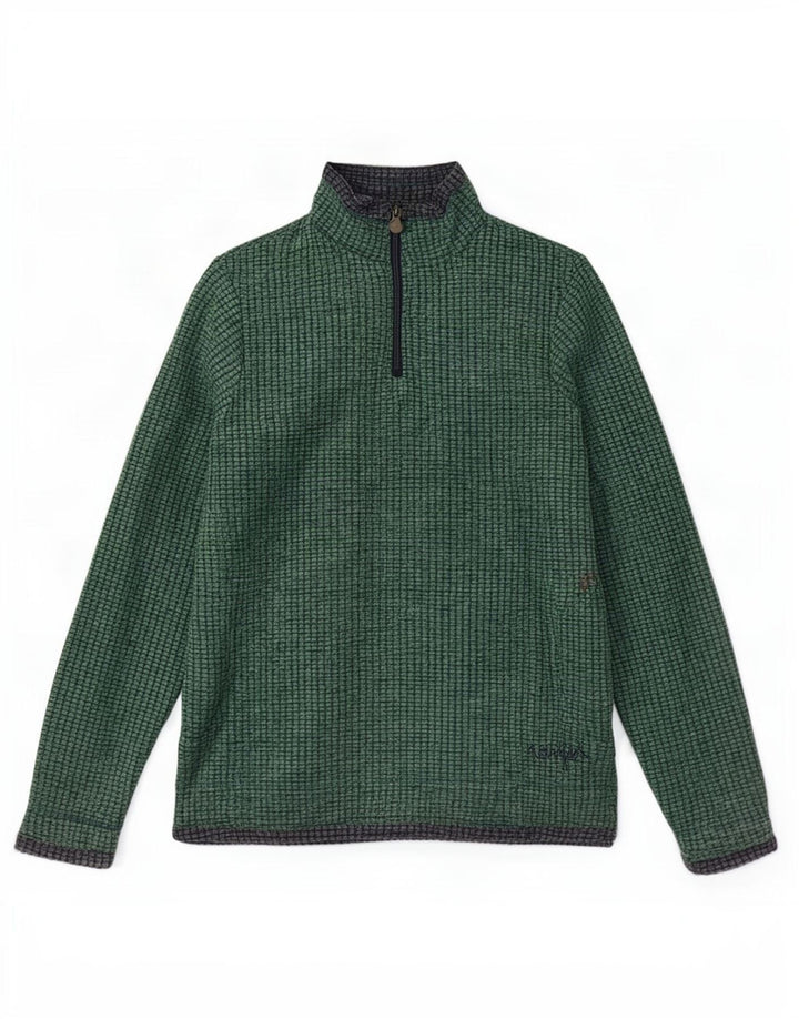 Weird Fish Damen-Fleecepullover mit Reißverschluss am Hals, UK 14, Größe L, Grün, Polyester