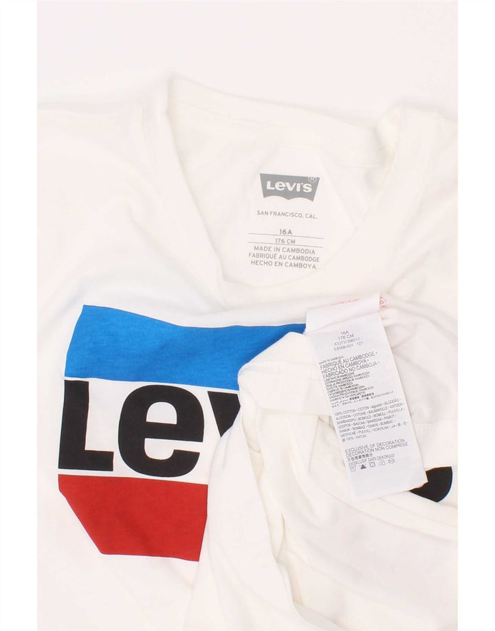 Levi's Jungen-T-Shirt mit Grafik, 15–16 Jahre, weiße Baumwolle