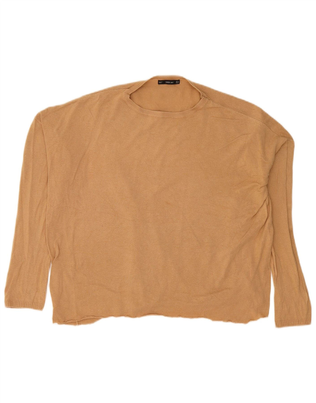 Zara Damen-Pullover, übergroß, Rundhalsausschnitt, Gr. 14, Mittelbeige