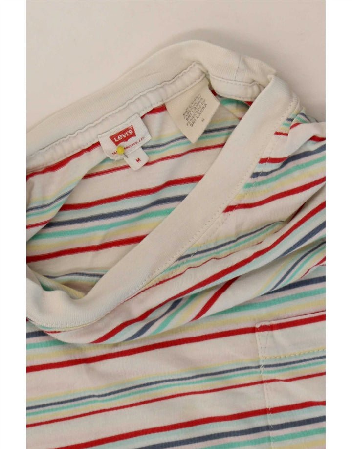 Levi's Damen Crop T-Shirt Top UK 14 Medium Mehrfarbig gestreift aus Baumwolle