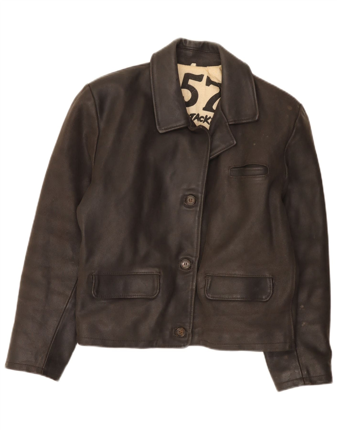 Legendäre Jacke 1957 Damen Lederjacke UK 16 Large Braun