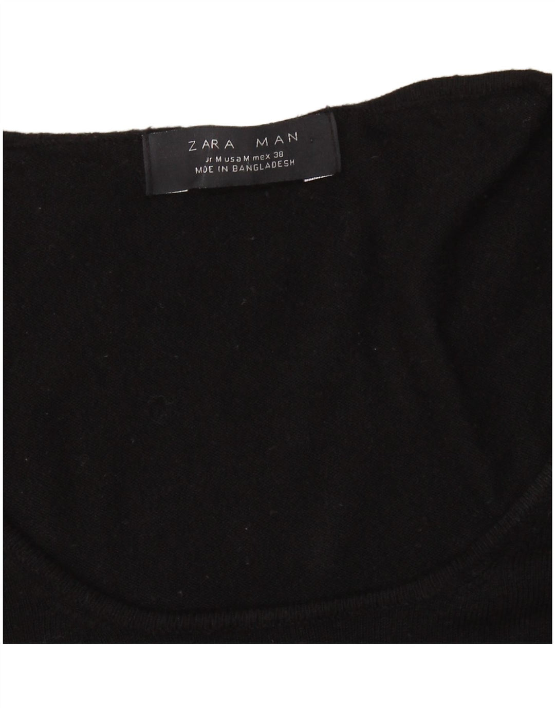 ZARA Herren Kurzarm-Pullover mit U-Boot-Ausschnitt Mittelschwarz