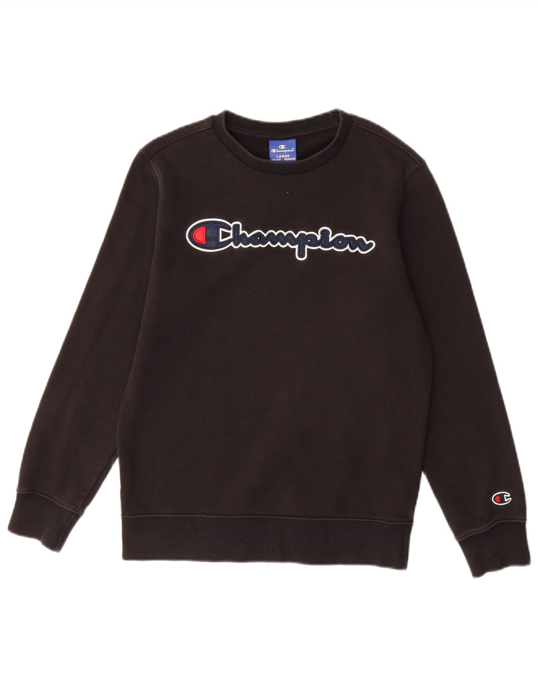 CHAMPION Jungen-Sweatshirt mit Grafik, 11–12 Jahre, Größe L, schwarze Baumwolle