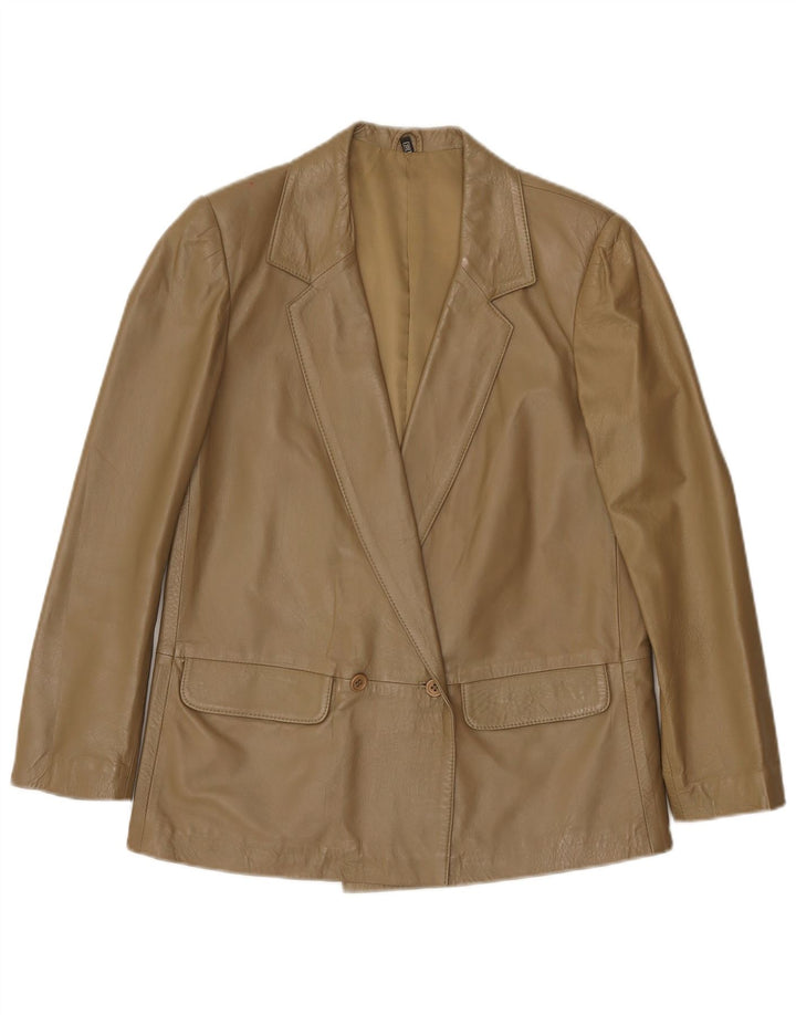 Vintage Damen Übergroße Lederjacke IT 38 XS Khaki Leder