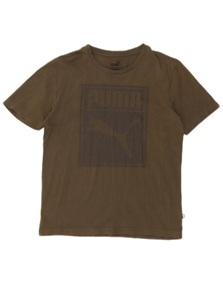 Puma Herren T-Shirt mit normaler Grafik, Größe S, Khaki, Baumwolle