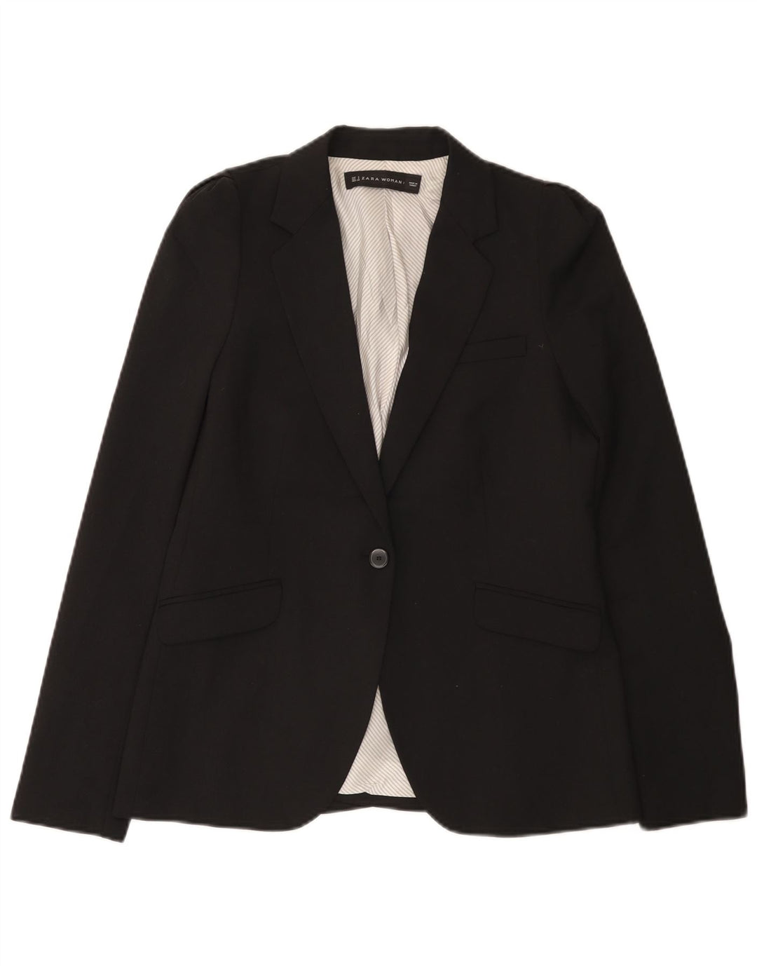 Zara Damen 1-Knopf-Blazerjacke UK 10 Small Schwarz Polyester