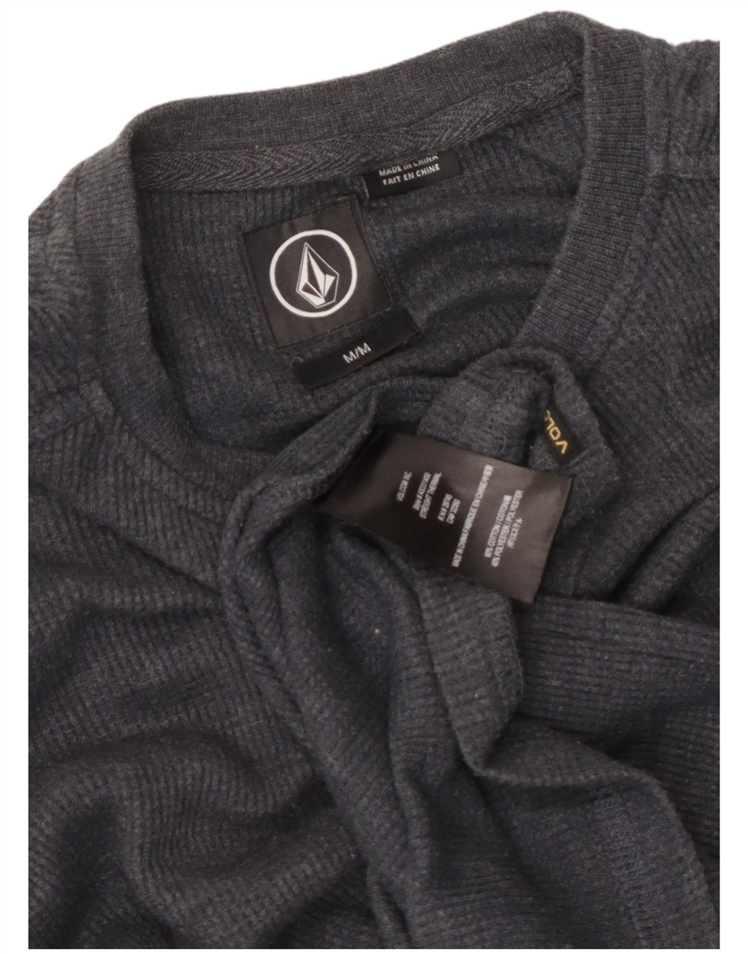 Volcom Herren-Top mit normaler Passform, langärmelig, mittelgraue Baumwolle