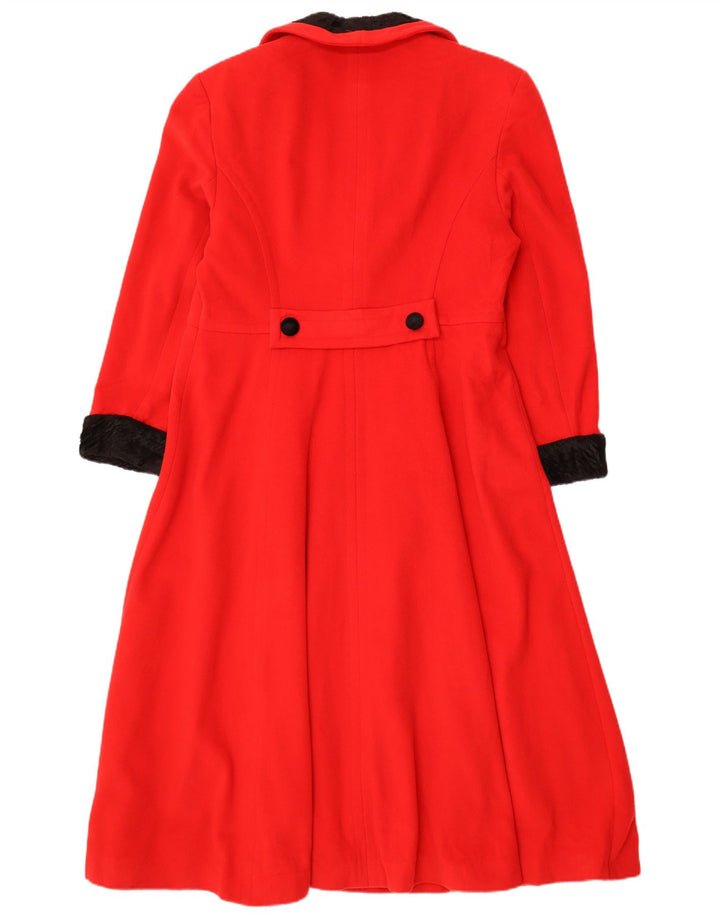 VINTAGE Womens Overcoat EU 42 Large Red Wool