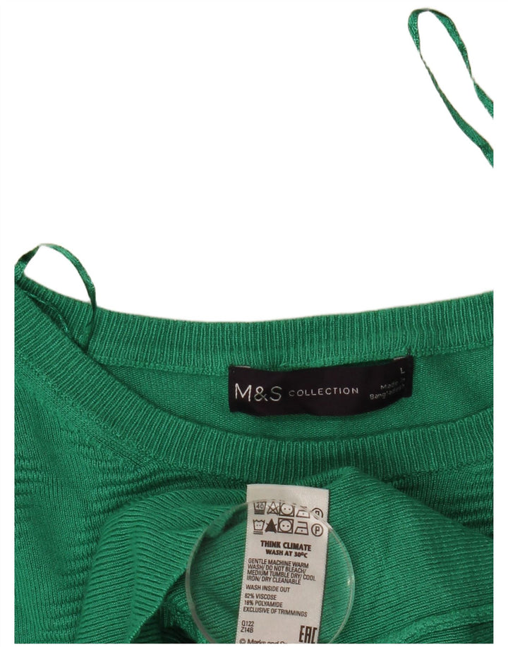 Marks & Spencer Damen Crop Pullover mit U-Boot-Ausschnitt, Gr. 14, Grün