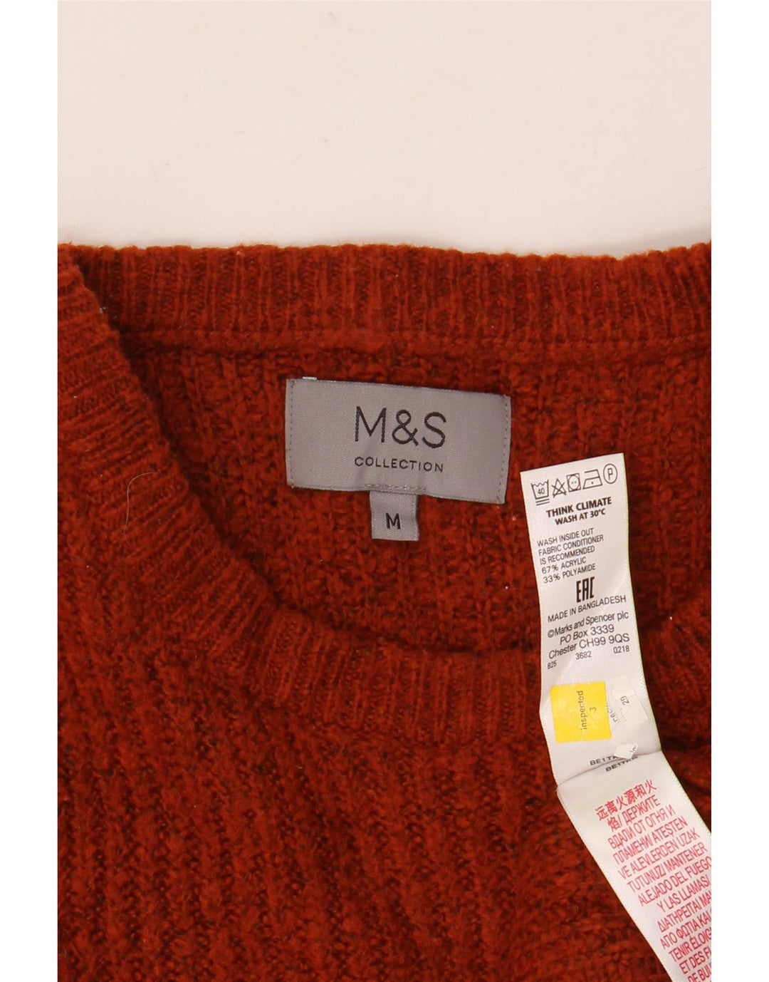 Marks & Spencer Herren-Pullover mit Rundhalsausschnitt, mittelgroßes Burgunderrot, Acryl