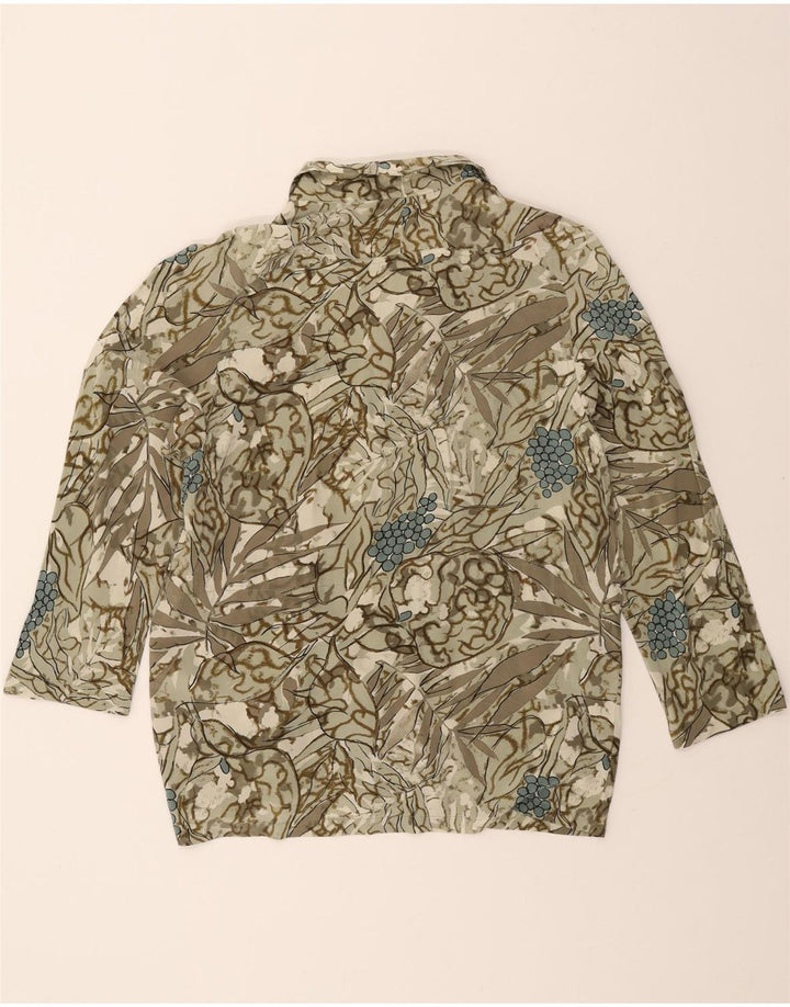 MODYVA Womens 5 Button Blazer Jacket IT 44 Medium Green Floral Silk Vintage Modyva and Second-Hand Modyva from Messina Hembry 