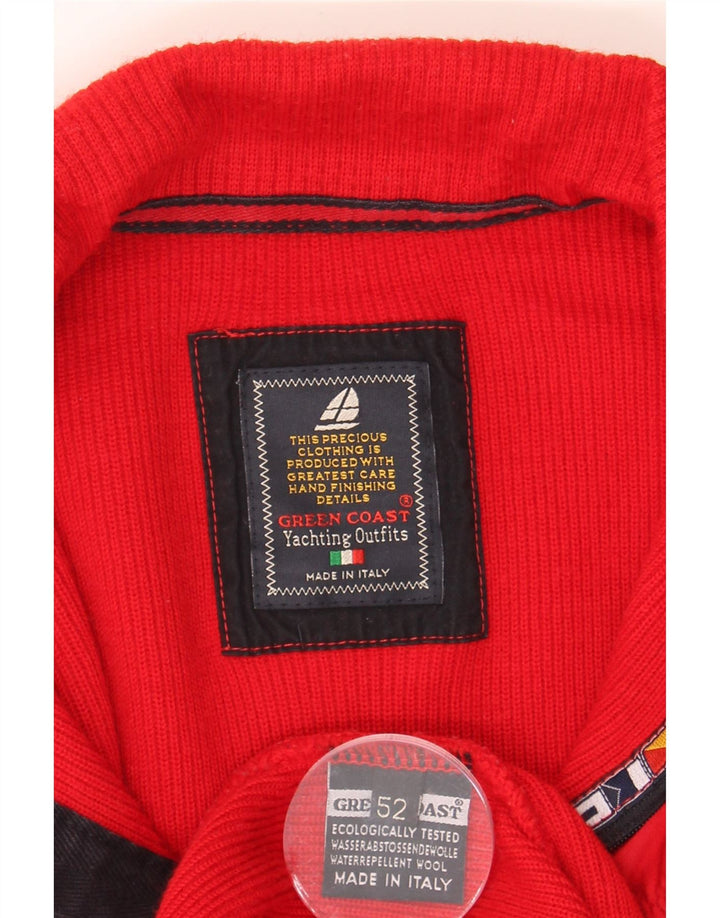 GREEN COAST Mens Polo Neck Jumper Sweater Size 52 Large Red Wool Vintage Green Coast and Second-Hand Green Coast from Messina Hembry 