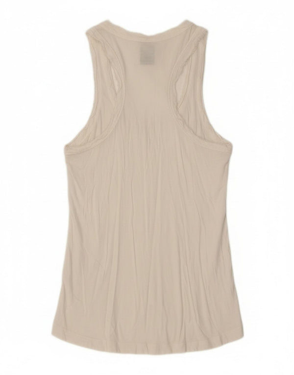 Zara Damen Trafaluc Weste Top UK 14 Large Weiße Baumwolle
