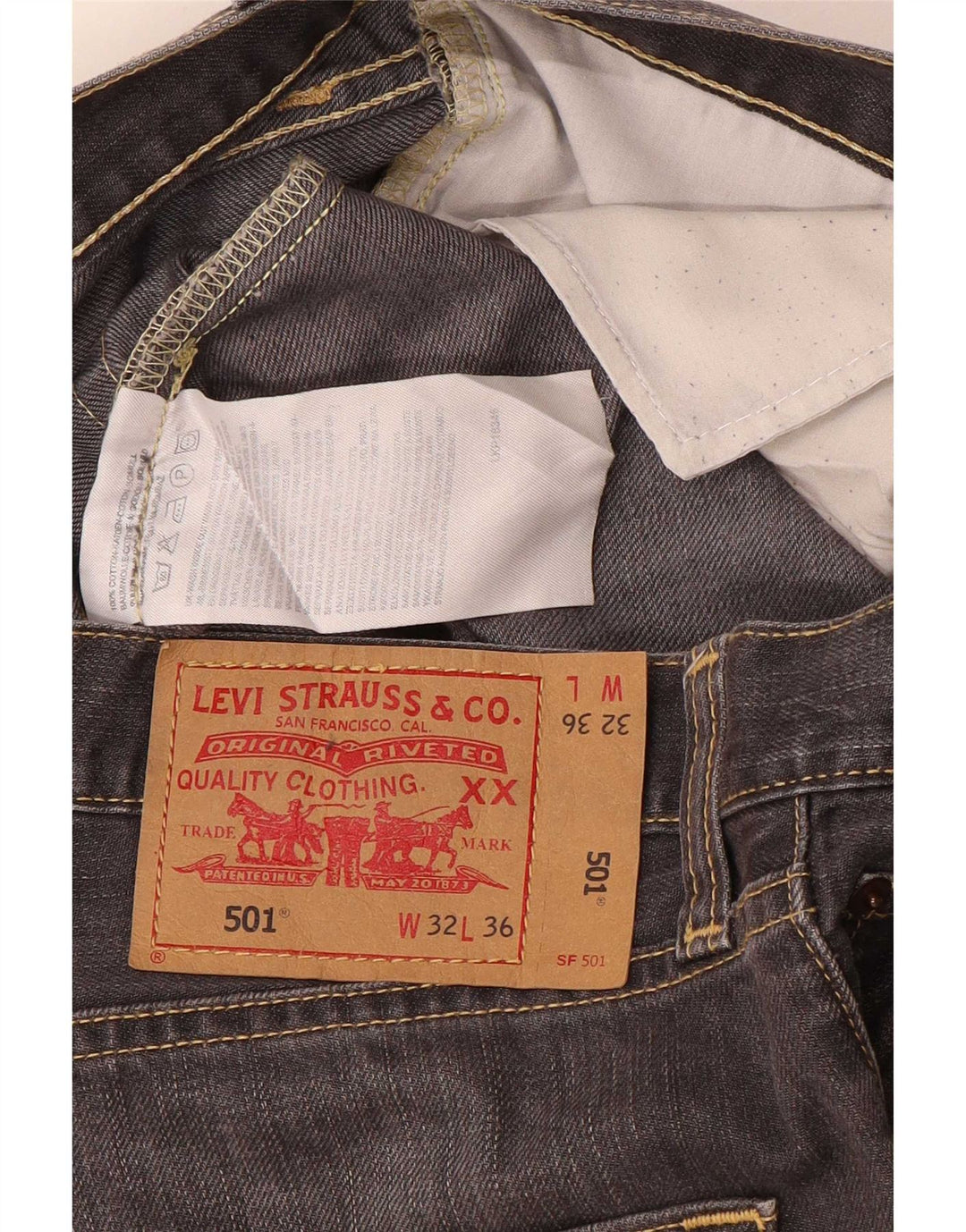 Levi's Herren 501 Straight Jeans W32 L32 Graue Baumwolle
