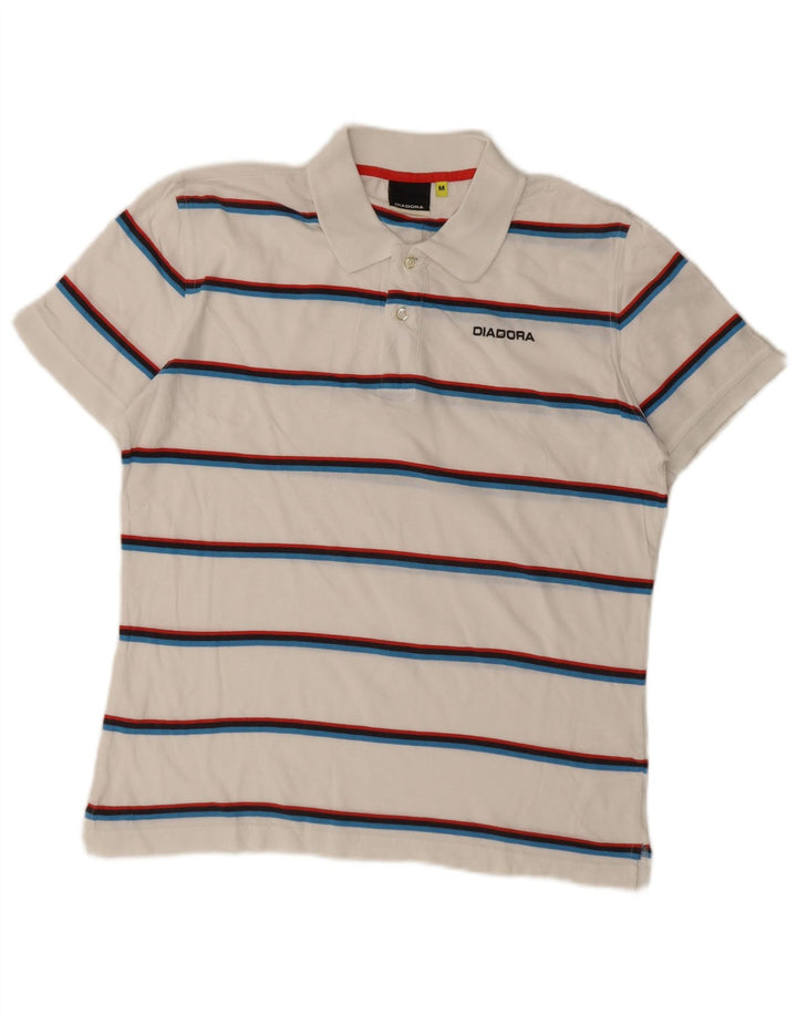 Diadora Herren-Poloshirt aus mittelweißer, gestreifter Baumwolle