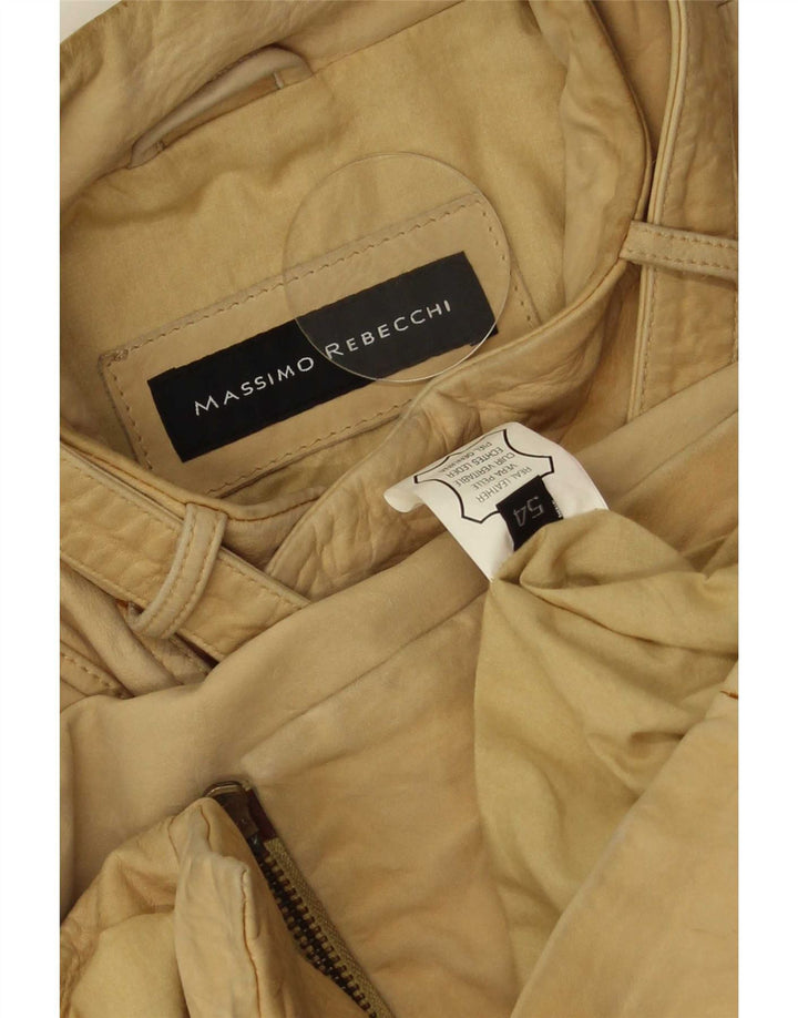 Massimo Rebecchi Herren Leder Bikerjacke IT 54 2XL Beige Leder