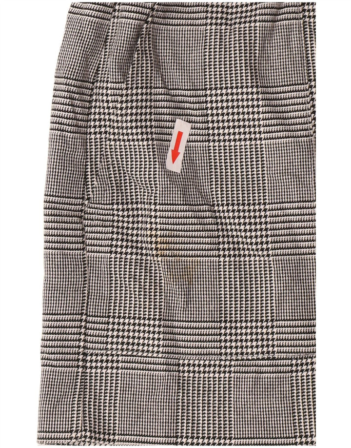 Zara Damen-Chinoshorts mit hoher Taille, Größe L, W30, graues Hahnentritt-Polyester