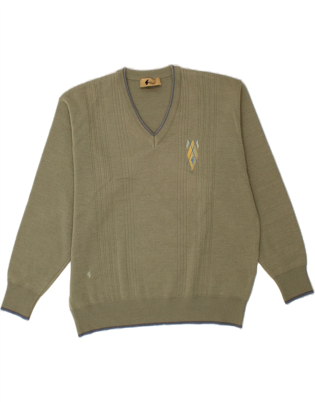 GABICCI Herren-Pullover mit V-Ausschnitt, große Khaki-Wolle
