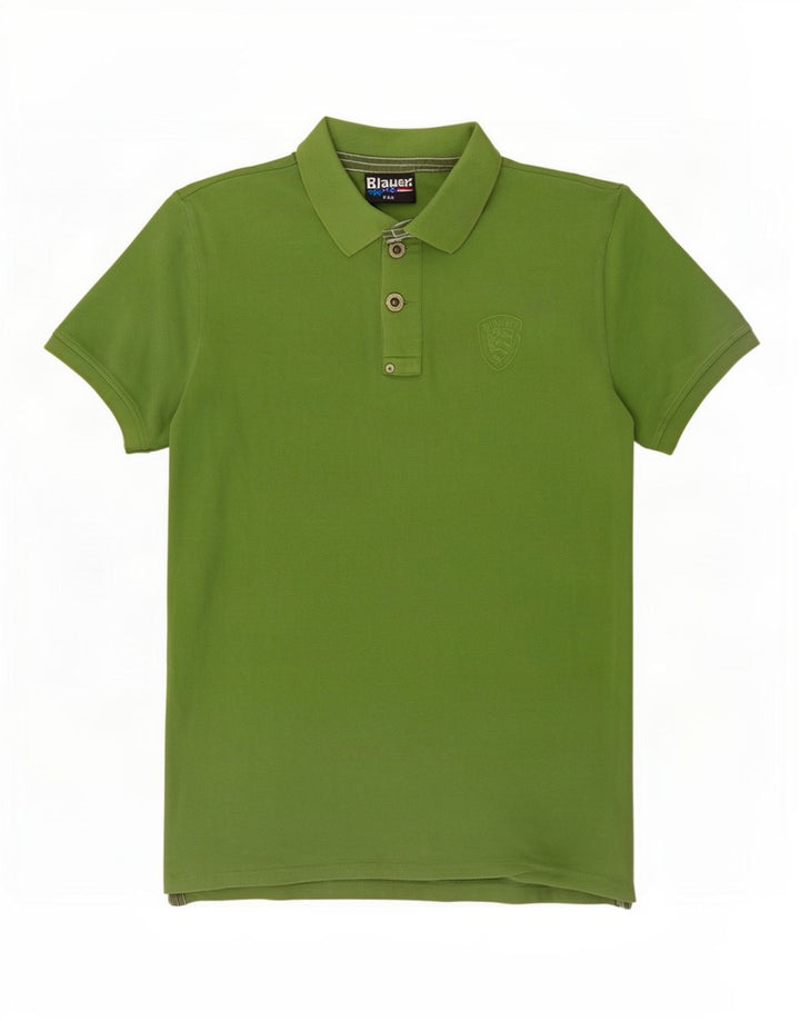 Blauer Herren-Poloshirt, klein, grüne Baumwolle