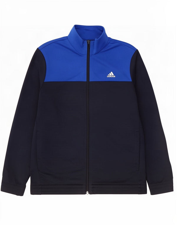 Adidas Jungen-Trainingsanzug-Top-Jacke, 13–14 Jahre, blaues Colourblock-Polyester