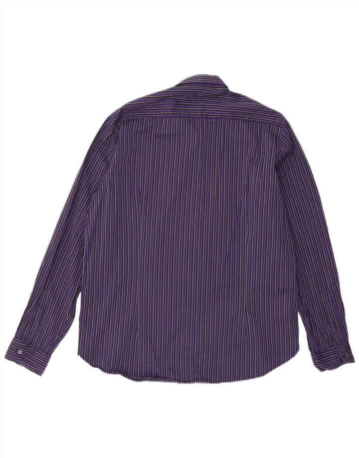Ted Baker Herrenhemd Größe 6 2XL Lila gestreift aus Baumwolle