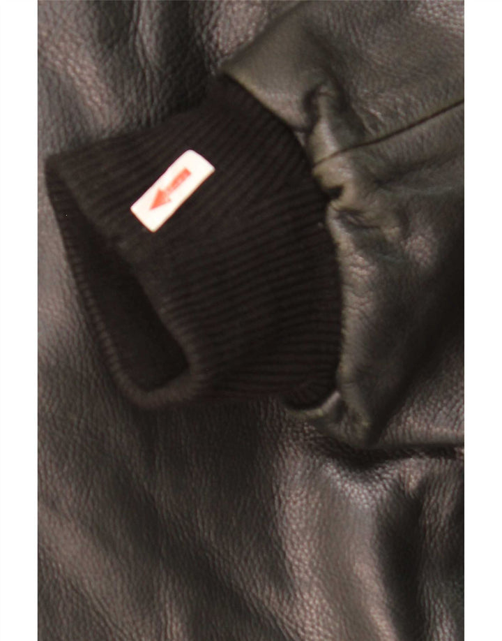 Vintage Herren Militärlederjacke UK 42 XL Schwarz