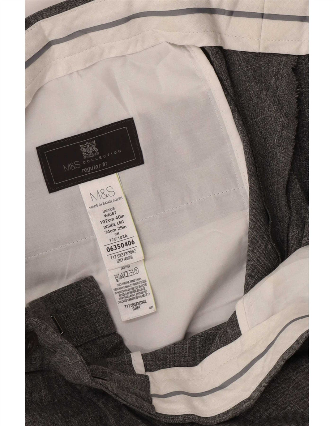Marks & Spencer Herren-Anzughose in normaler Passform, W40, L29, Grau, Polyester
