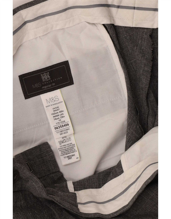 Marks & Spencer Herren-Anzughose in normaler Passform, W40, L29, Grau, Polyester