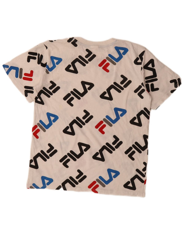 Fila T-Shirt mit Grafik für Jungen, 15–16 Jahre, XL, weiße Baumwolle