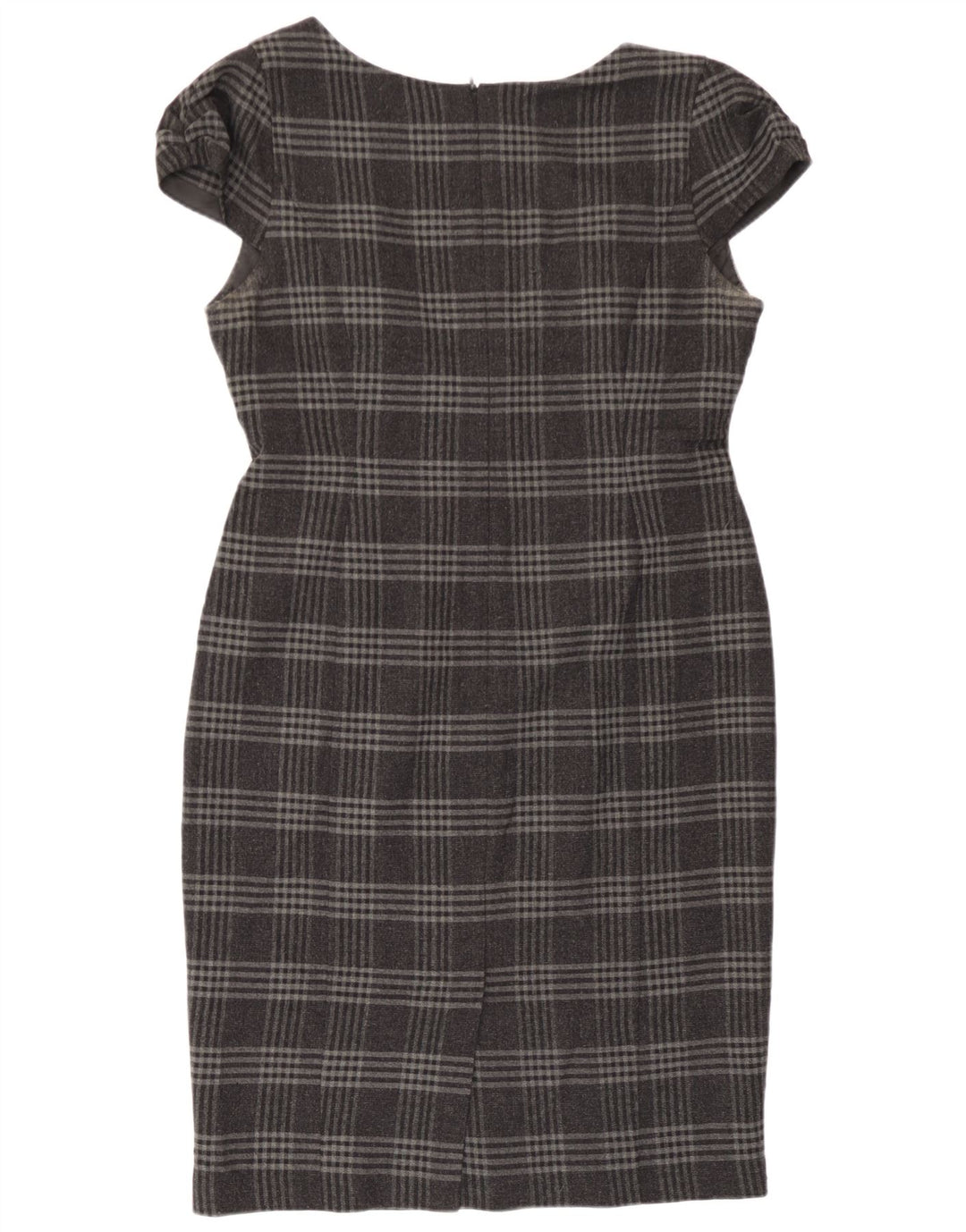 Marks & Spencer Damen Etuikleid UK 14 Mittelgrau kariertes Polyester
