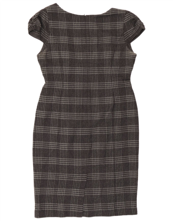 Marks & Spencer Damen Etuikleid UK 14 Mittelgrau kariertes Polyester